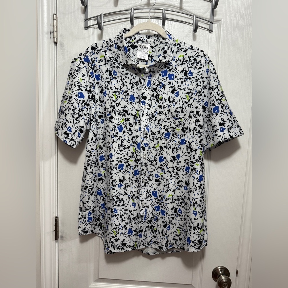NWT Zyia Active‎ Echo Beach Tropical Print Short Sleeve Travelers Shirt Men’s XL